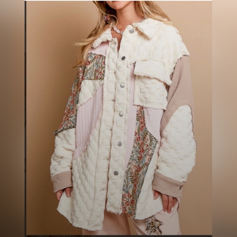 #833 Quilted Jacket With Jacquard Contrast